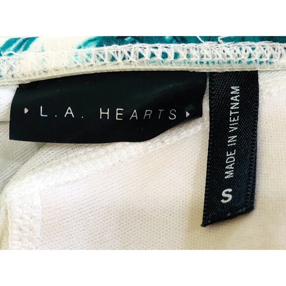 L.A. Hearts Green Black Leaf Bathing Suit String Bikini Top Small - Picture 5 of 6